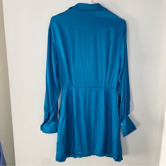 & Other Stories Mini Faux Wrap Satin Shirtdress Size 8 - Picture 9 of 10